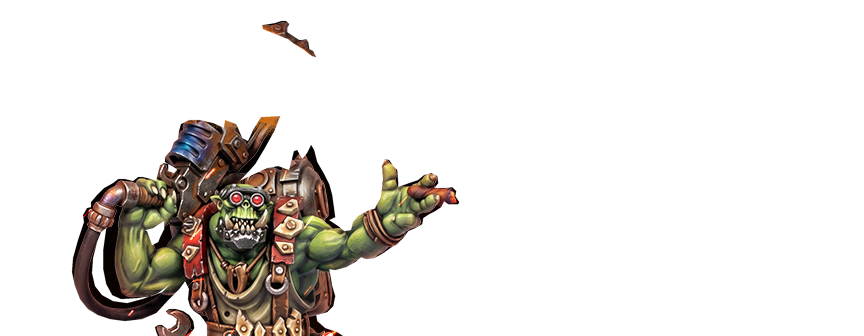 Painted green orc miniature.
